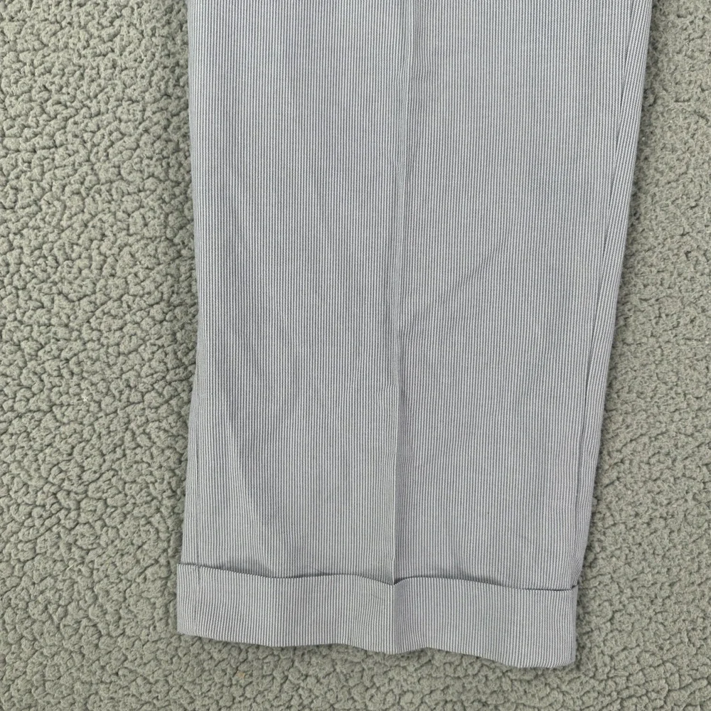 NWT Chaps Dress Pants Men 38x30 Blue White 100% Cotton Pinstripe Double Pleated